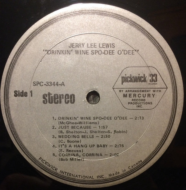 Jerry Lee Lewis : Drinkin' Wine Spo-Dee O'Dee (LP, Comp)