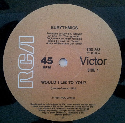 Eurythmics : Would I Lie To You? (12", Single)