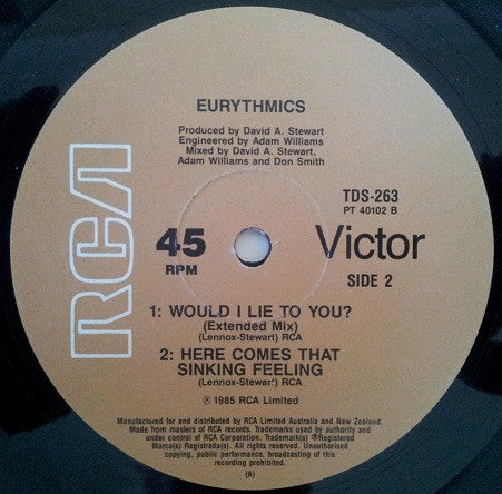 Eurythmics : Would I Lie To You? (12", Single)