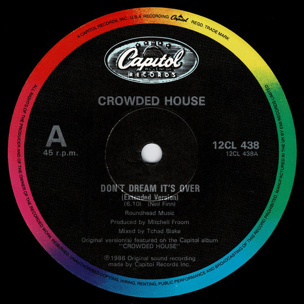 Crowded House : Don't Dream It's Over (Extended Version) (12", Single)