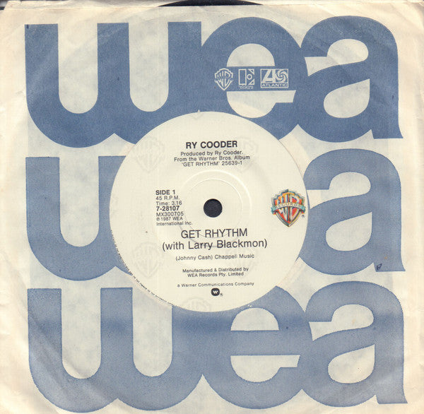 Ry Cooder with Larry Blackmon : Get Rhythm (7", Single)