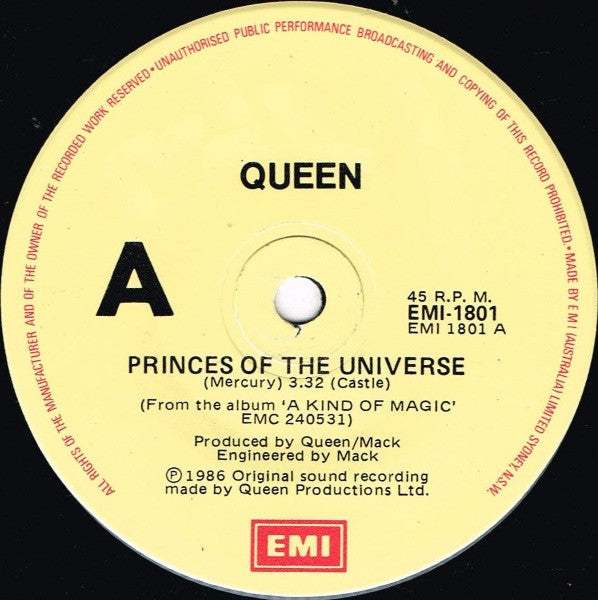 Queen : Princes Of The Universe (7", Single, Gen)