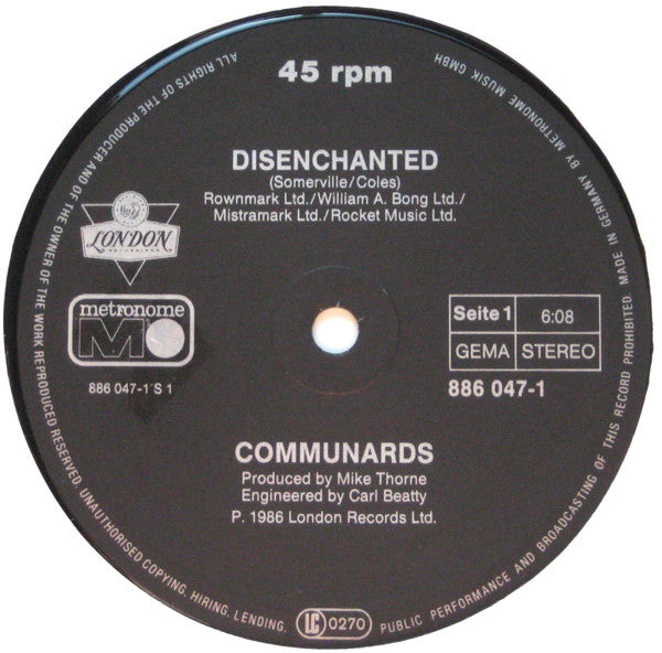 The Communards : Disenchanted (12", Maxi)