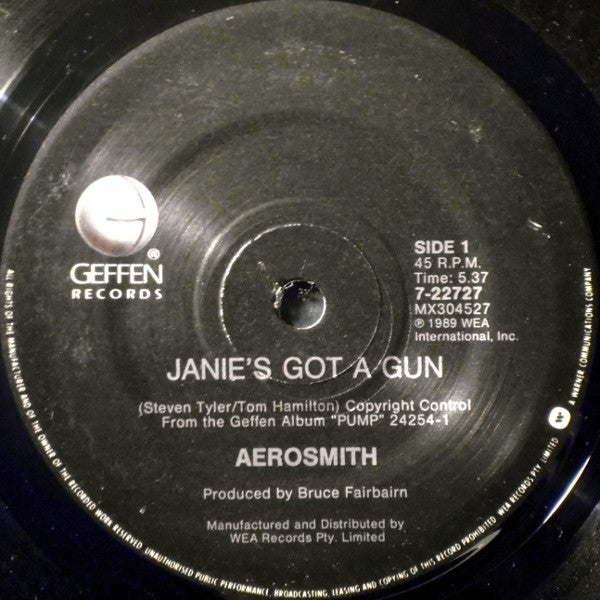 Aerosmith : Janie&#39;s Got A Gun (7&quot;, Single)