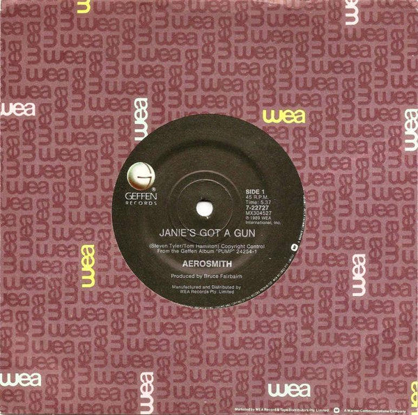 Aerosmith : Janie's Got A Gun (7", Single)