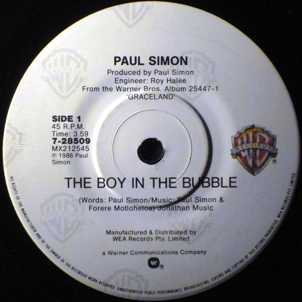 Paul Simon : The Boy In The Bubble (7&quot;, Single)