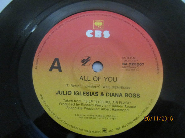 Julio Iglesias & Diana Ross : All Of You / The Last Time (7", Single)