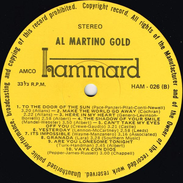 Al Martino : Gold (LP, Comp)