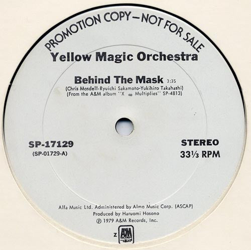 Yellow Magic Orchestra : Behind The Mask (12", Promo)