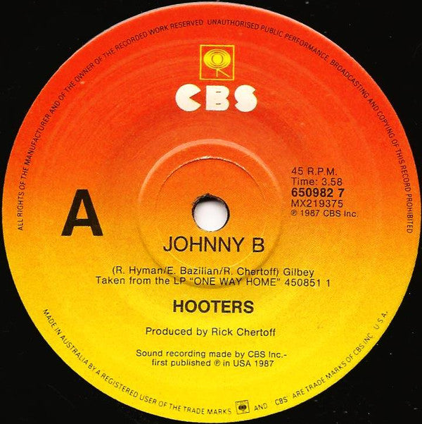 The Hooters : Johnny B (7", Single)