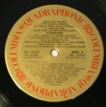 Leonard Bernstein : Candide (Original Cast Recording Of The Complete Production) (2xLP, Album, Quad, Gat)