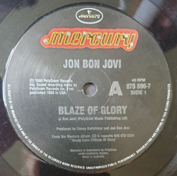 Jon Bon Jovi : Blaze Of Glory (7", Single)
