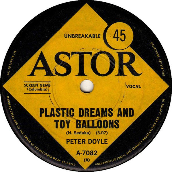 Peter Doyle : Plastic Dreams And Toy Balloons (7", Single)