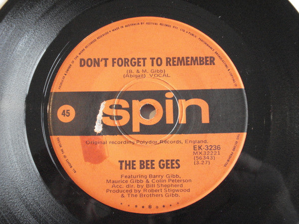 Bee Gees : Don&#39;t Forget To Remember (7&quot;, Single)