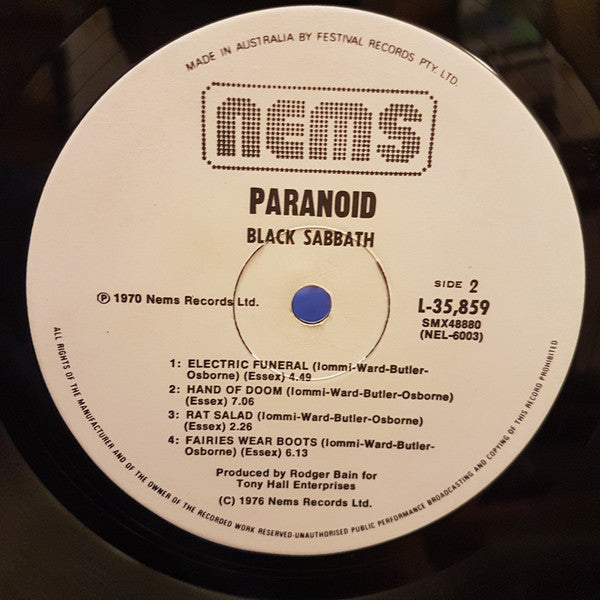 Black Sabbath : Paranoid (LP, Album, RE, Gat)