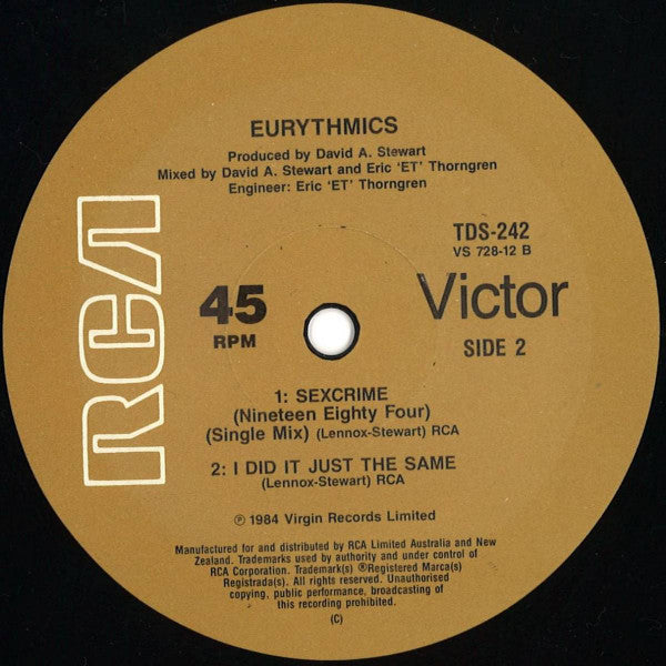 Eurythmics : There Must Be An Angel (Playing With My Heart) (12", Single)