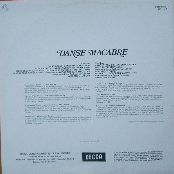 The New Symphony Orchestra Of London & Alexander Gibson / L'Orchestre De La Suisse Romande & Ernest Ansermet : Danse Macabre (LP, Comp, RE)