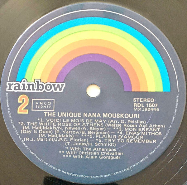 Nana Mouskouri : The Unique Nana Mouskouri (LP, Comp)