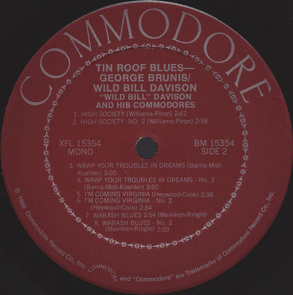 George Brunies And His Jazz Band / Wild Bill Davison And His Commodores : Tin Roof Blues (LP, Comp)