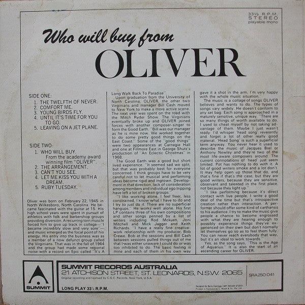 Oliver (6) : Who Will Buy From Oliver (LP, Comp)