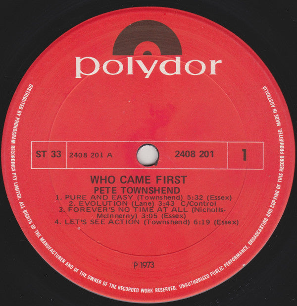 Pete Townshend : Who Came First (LP, Album)