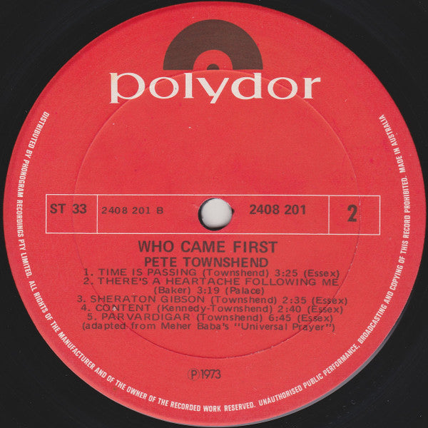 Pete Townshend : Who Came First (LP, Album)