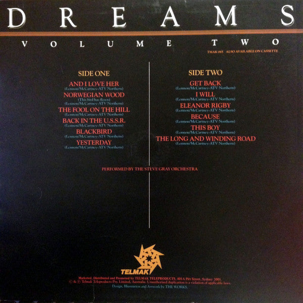 The Steve Gray Orchestra : Dreams Volume Two - 12 Beatles Classics (LP, Album)