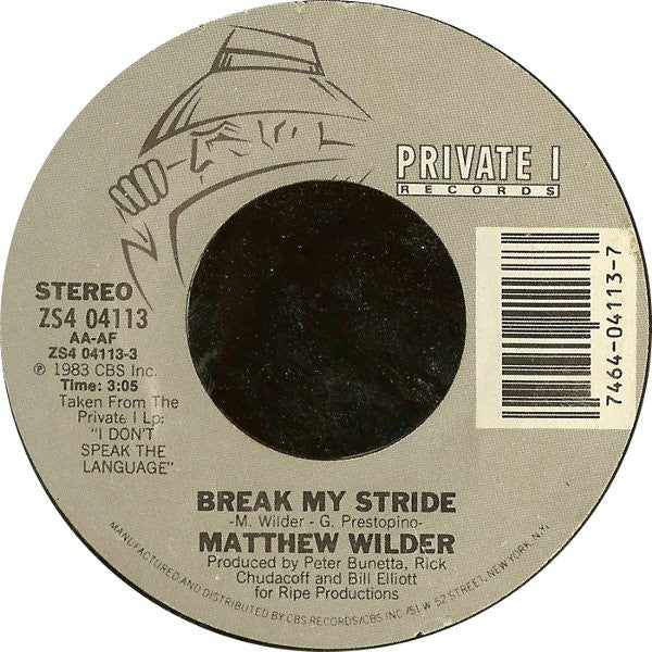 Matthew Wilder : Break My Stride (7&quot;, Styrene, Pit)