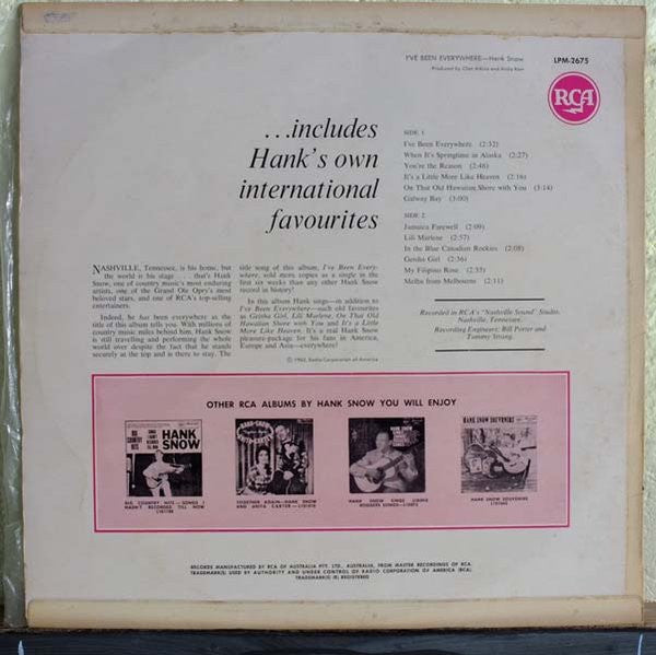 Hank Snow : I've Been Everywhere (LP, Album)