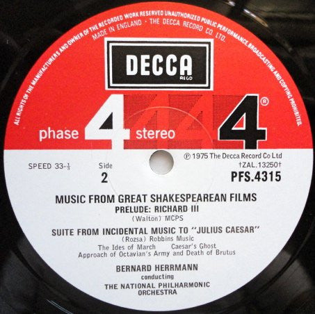 Bernard Herrmann, National Philharmonic Orchestra : Music From Great Shakespearean Films (LP, Album)