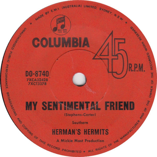 Herman&#39;s Hermits : My Sentimental Friend (7&quot;)