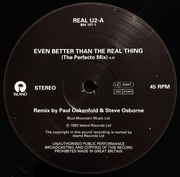 U2 : Even Better Than The Real Thing (12", Single, Ltd)