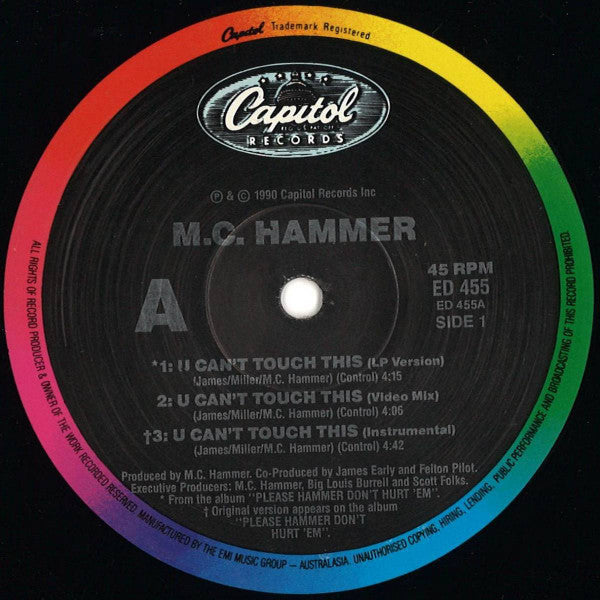 MC Hammer : U Can't Touch This (12", Single)