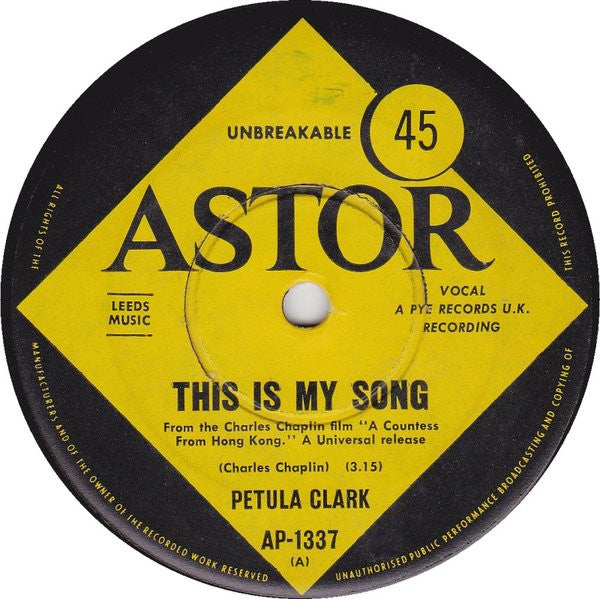 Petula Clark : This Is My Song (7", Single, Non)