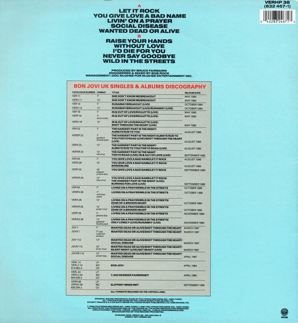 Bon Jovi : Slippery When Wet (LP, Album, Ltd, Pic)