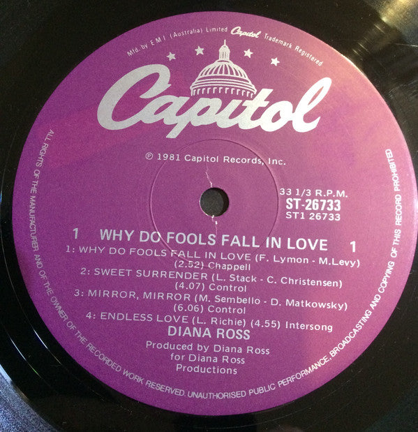 Diana Ross : Why Do Fools Fall In Love (LP, Album, Gat)