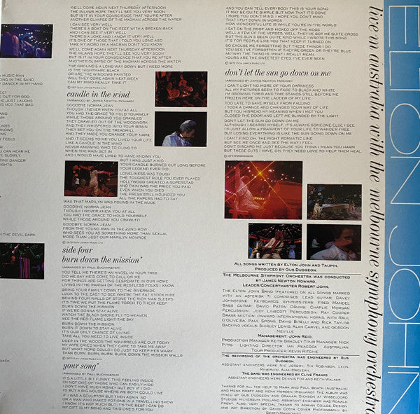 Elton John With Melbourne Symphony Orchestra : Live In Australia (2xLP, Album, Gat)