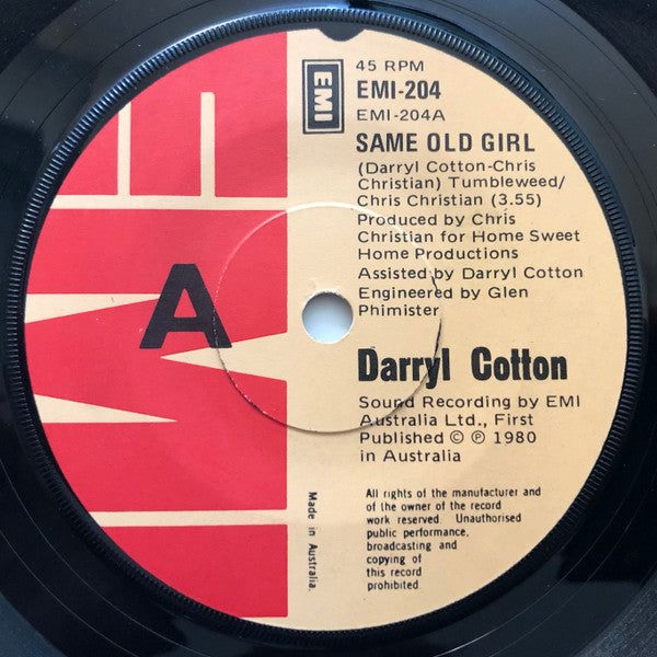 Darryl Cotton : Same Old Girl (7&quot;, Single)