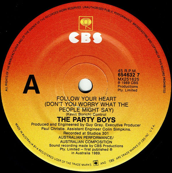 The Party Boys (3) : Follow Your Heart (7", Single)