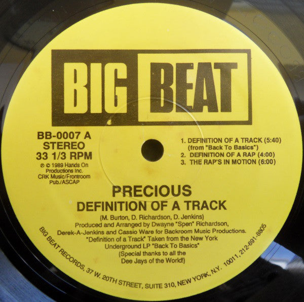 Precious : Definition Of A Track / In Motion (12")