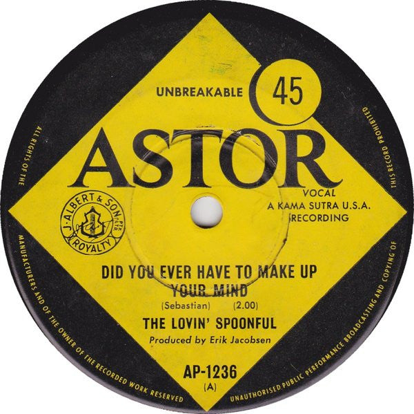 The Lovin&#39; Spoonful : Did You Ever Have To Make Up Your Mind? (7&quot;, Single)