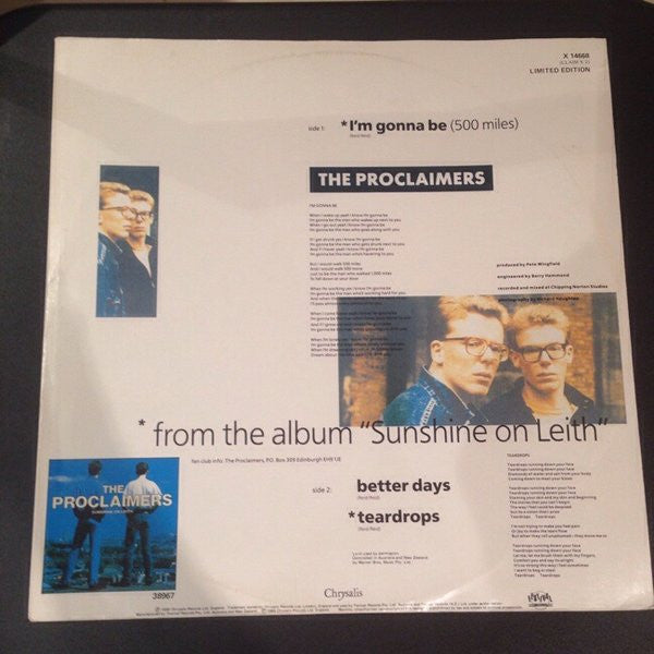 The Proclaimers : I'm Gonna Be (500 Miles) (12", Ltd)