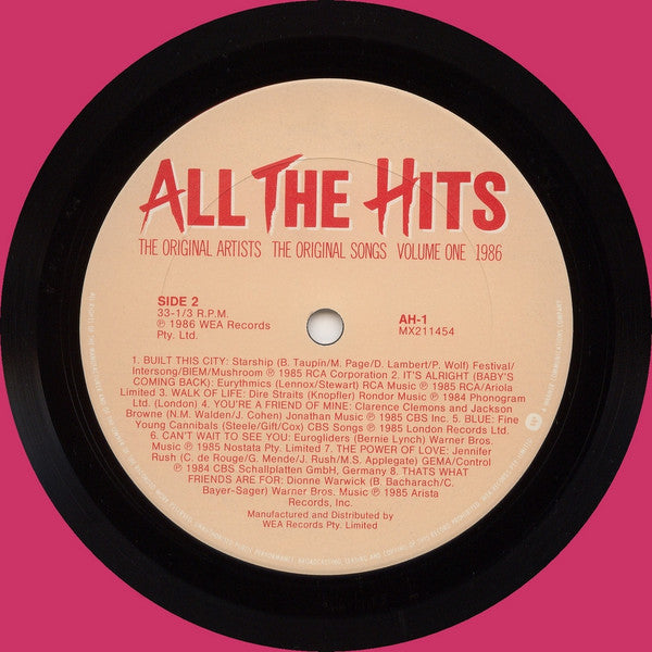 Various : All The Hits - The Original Artists - The Original Songs - Volume One 1986 (LP, Comp)