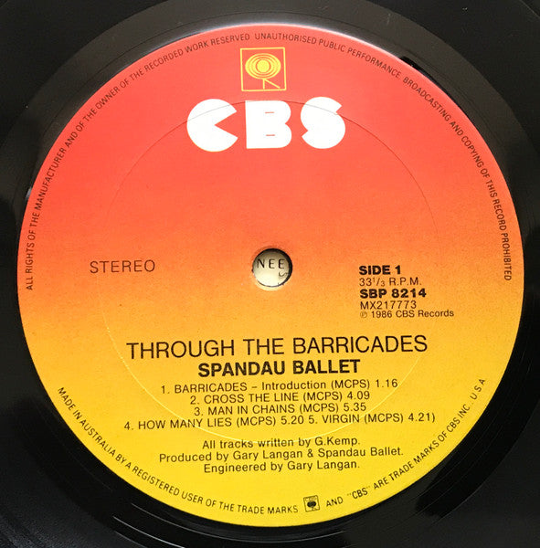 Spandau Ballet : Through The Barricades (LP, Album)