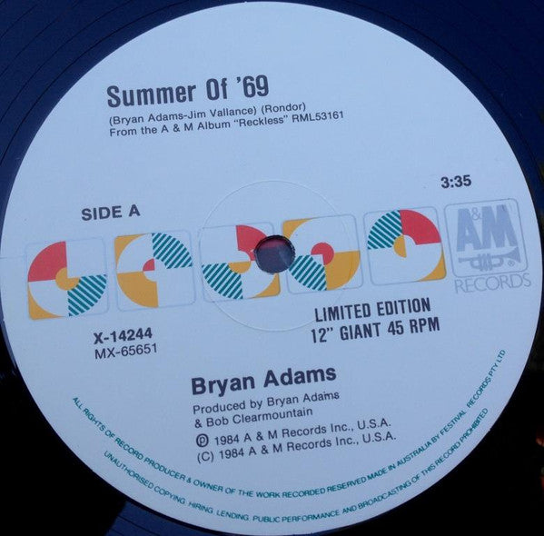 Bryan Adams : Summer Of '69 (12")