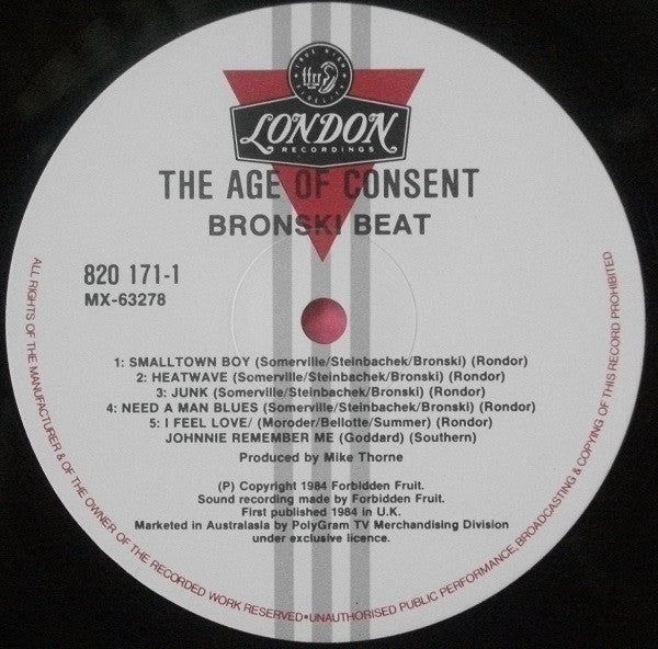 Bronski Beat : The Age Of Consent (LP, Album)