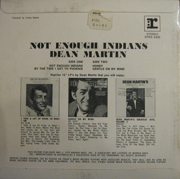 Dean Martin : Not Enough Indians (7", EP)