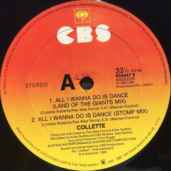 Collette : All I Wanna Do Is Dance (12", Single)