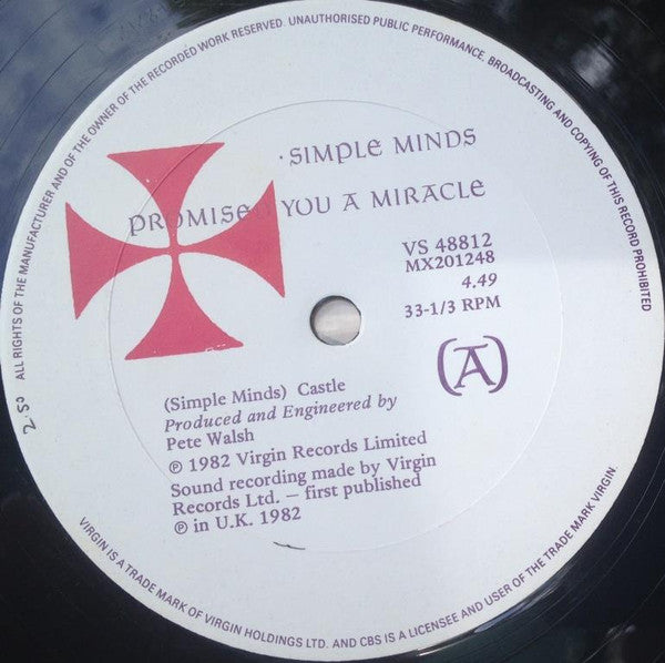 Simple Minds : Promised You A Miracle (12", Single)