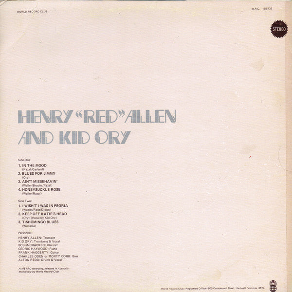 Henry "Red" Allen And  Kid Ory : Henry "Red" Allen And Kid Ory (2xLP, Album, Comp)